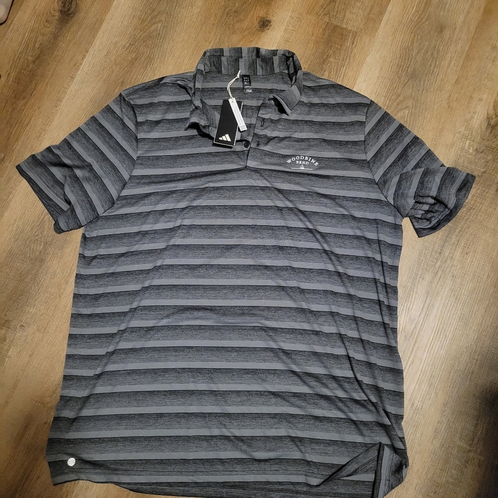Adidas Charcoal and Black Striped Polo